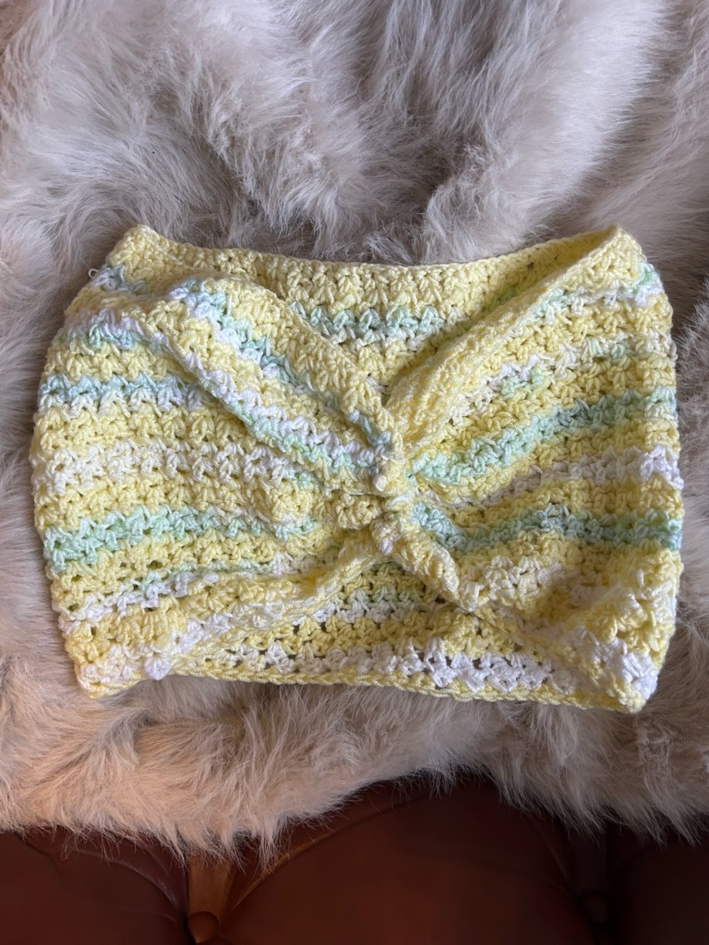 Handmade Yellow Crochet Rouched Front Tube Top